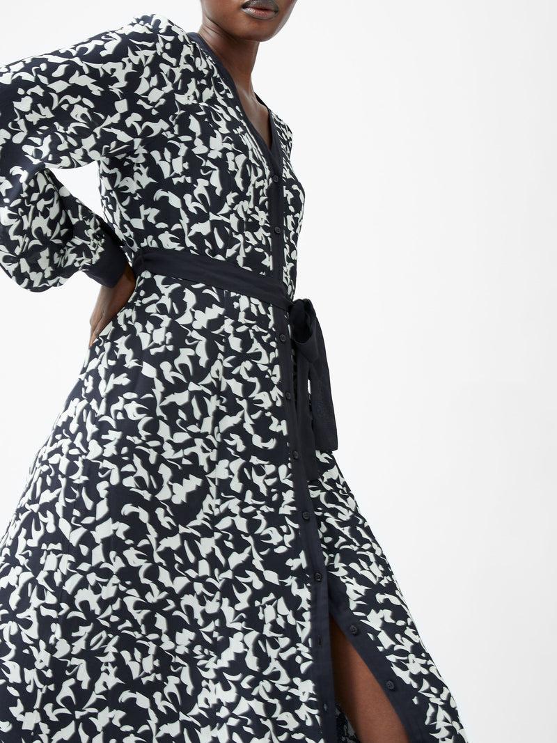 French Connection Kelly Almere Crepe Midi Dress Navy/Cream