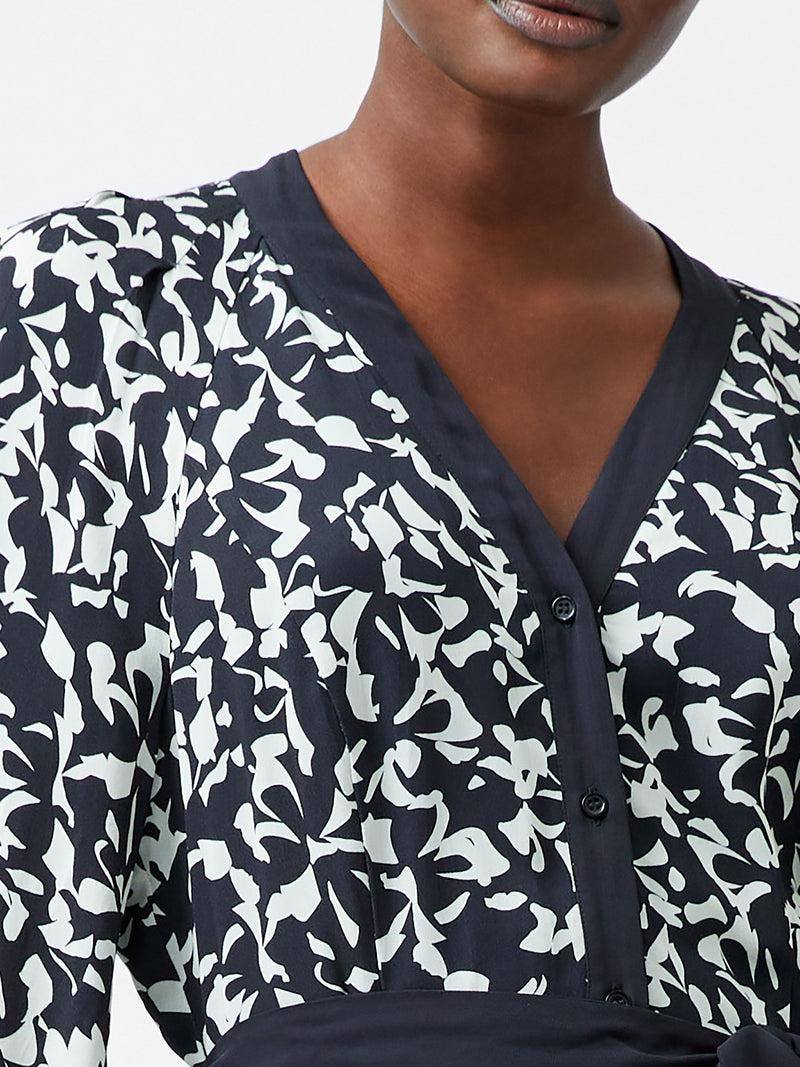 French Connection Kelly Almere Crepe Midi Dress Navy/Cream