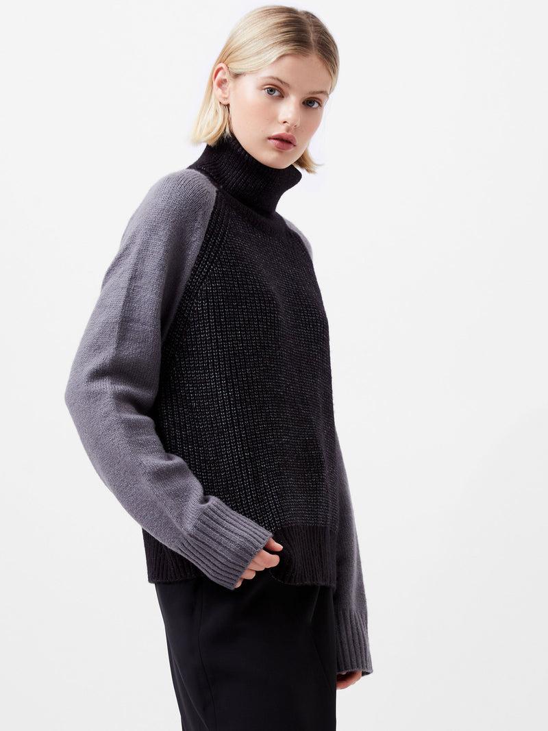 French Connection Kessy High Neck Knit Jumper Charcoal/Warm Graphi