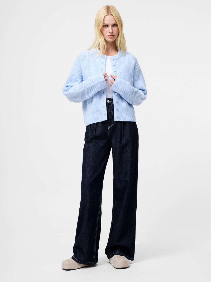 French Connection Kezia Recycled Knit Long Sleeve Cardigan Arctic Blue