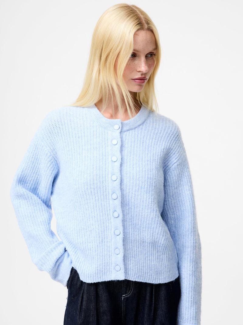 French Connection Kezia Recycled Knit Long Sleeve Cardigan Arctic Blue