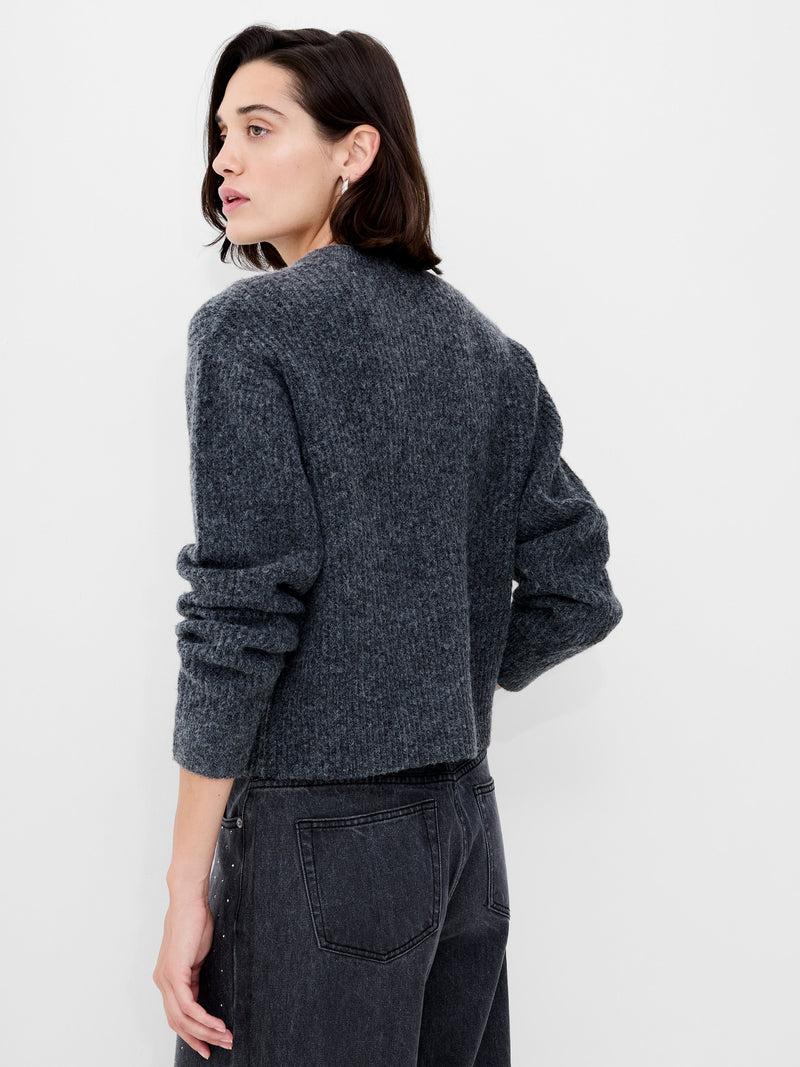 French Connection Kezia Recycled Knit Long Sleeve Cardigan Graphite Mel