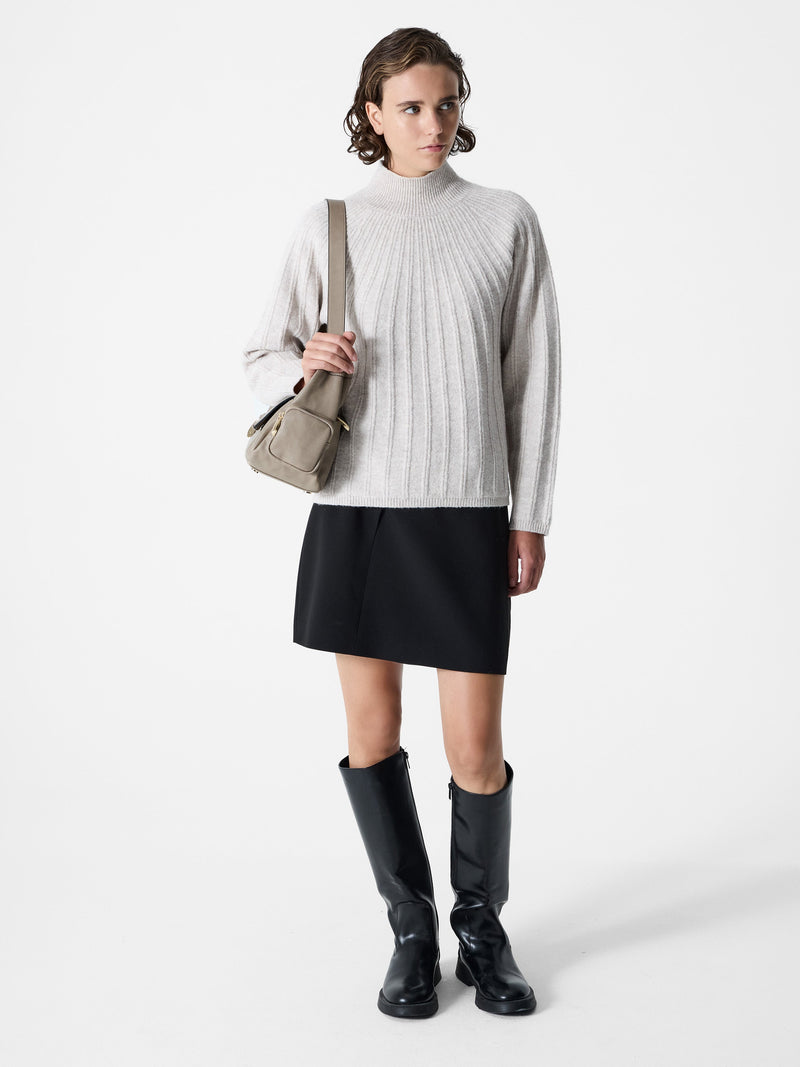 French Connection Kezia Recycled Mock Rib Jumper Pebble Neutral