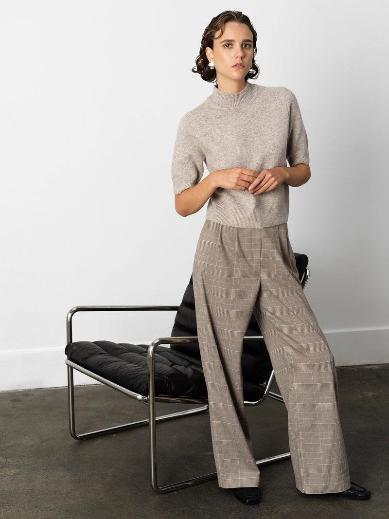 French Connection Kezia Recycled Short Sleeve Mock Neck Jumper Almond Neutral