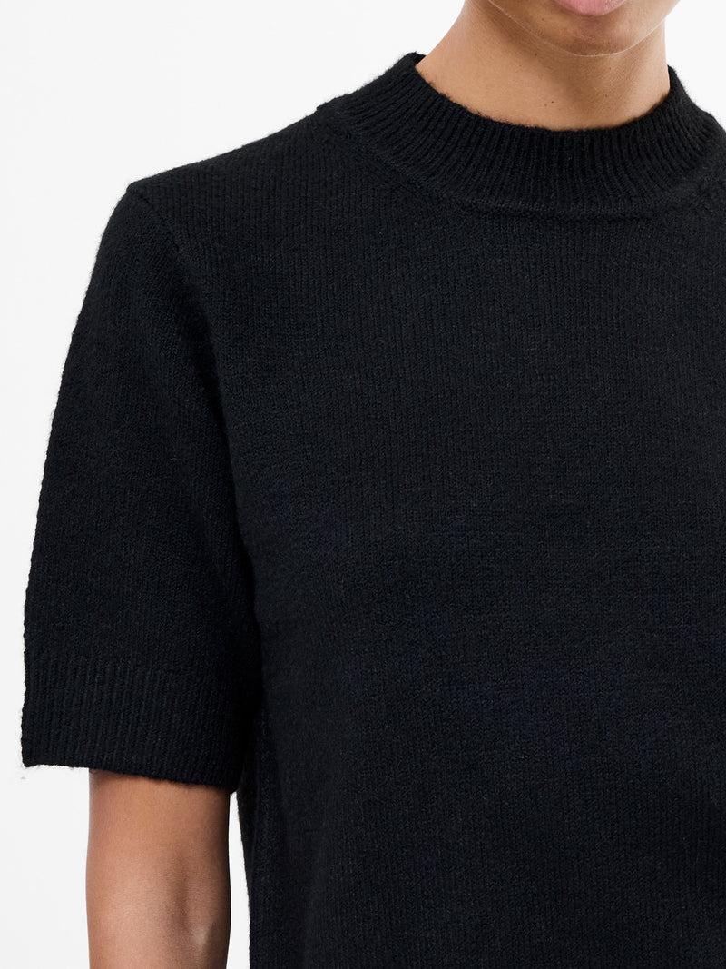 French Connection Kezia Recycled Short Sleeve Mock Neck Jumper Black