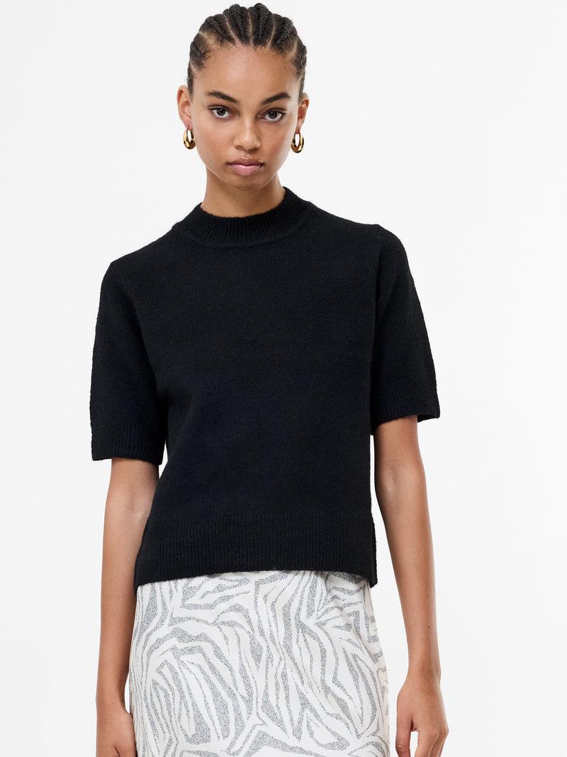 french connection Kezia Recycled Short Sleeve Mock Neck Jumper Black