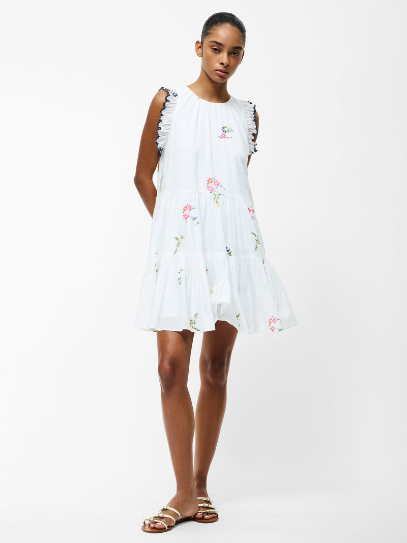 French Connection Kirsty Holland Tiered Mini Dress White Multi