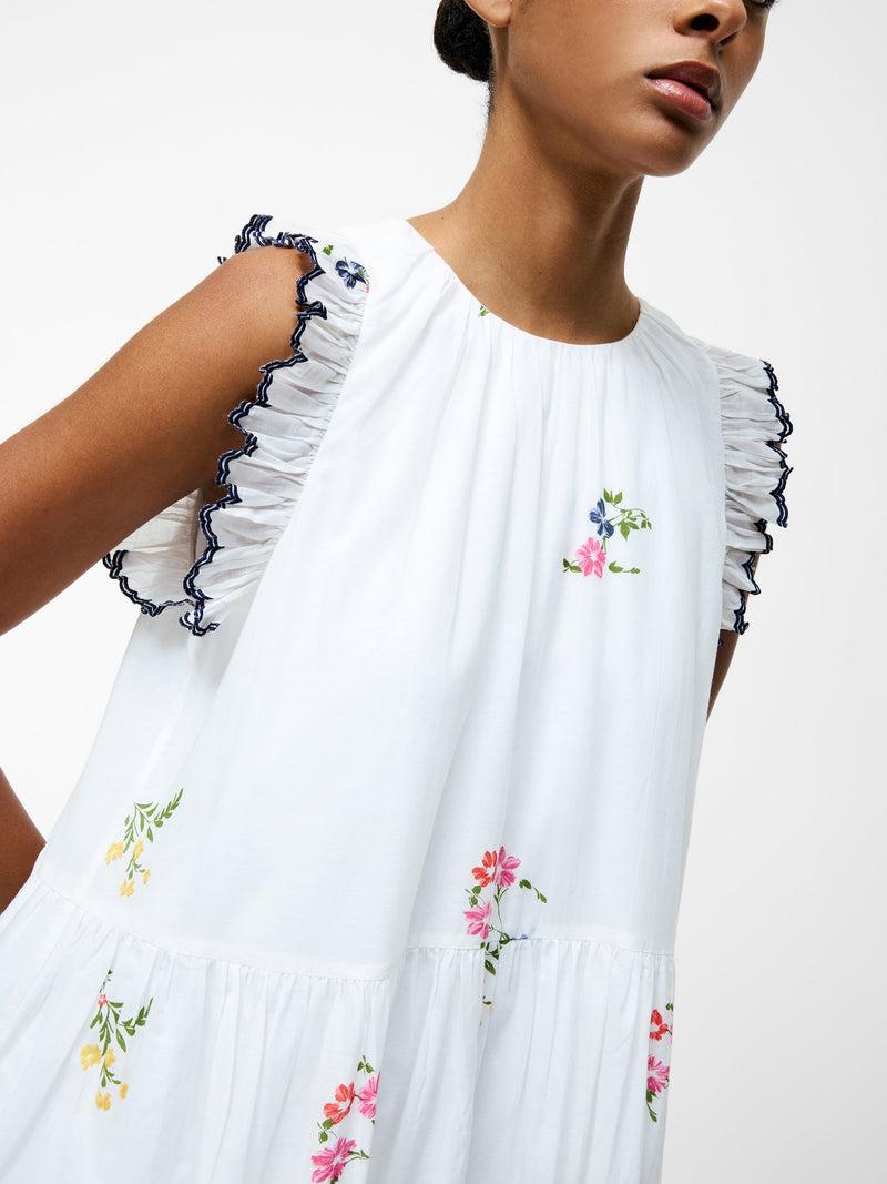 French Connection Kirsty Holland Tiered Mini Dress White Multi