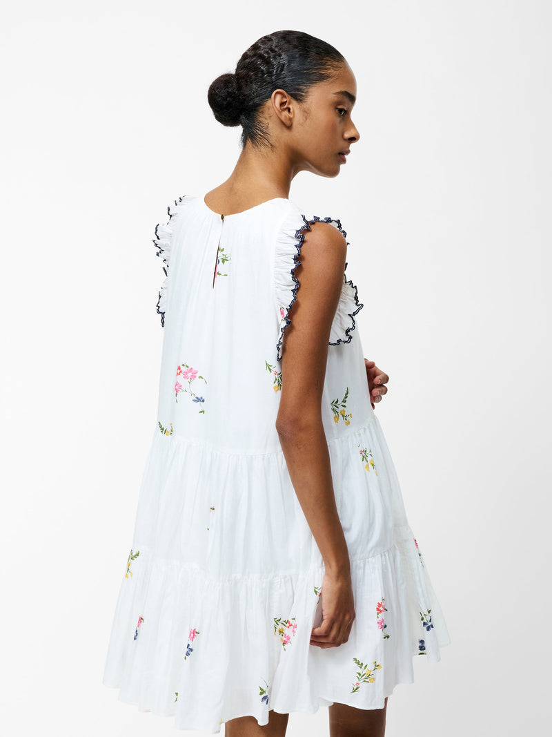 French Connection Kirsty Holland Tiered Mini Dress White Multi