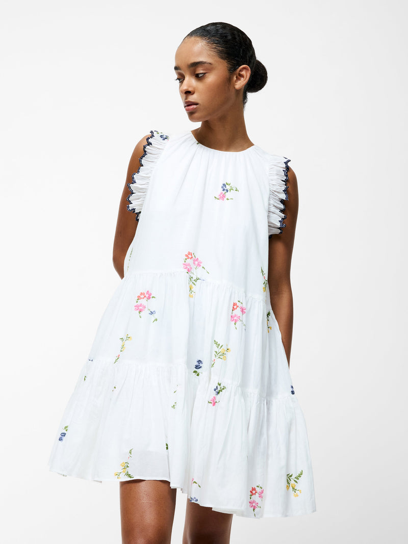 french connection Kirsty Holland Tiered Mini Dress White Multi