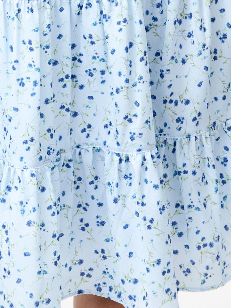 French Connection Kiva Crepe Tiered Mini Dress Icy Blue Multi