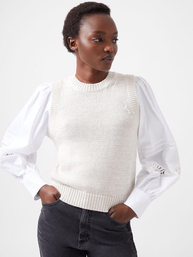 french connection Klara Flec Mix Jumper Classic Cream/White