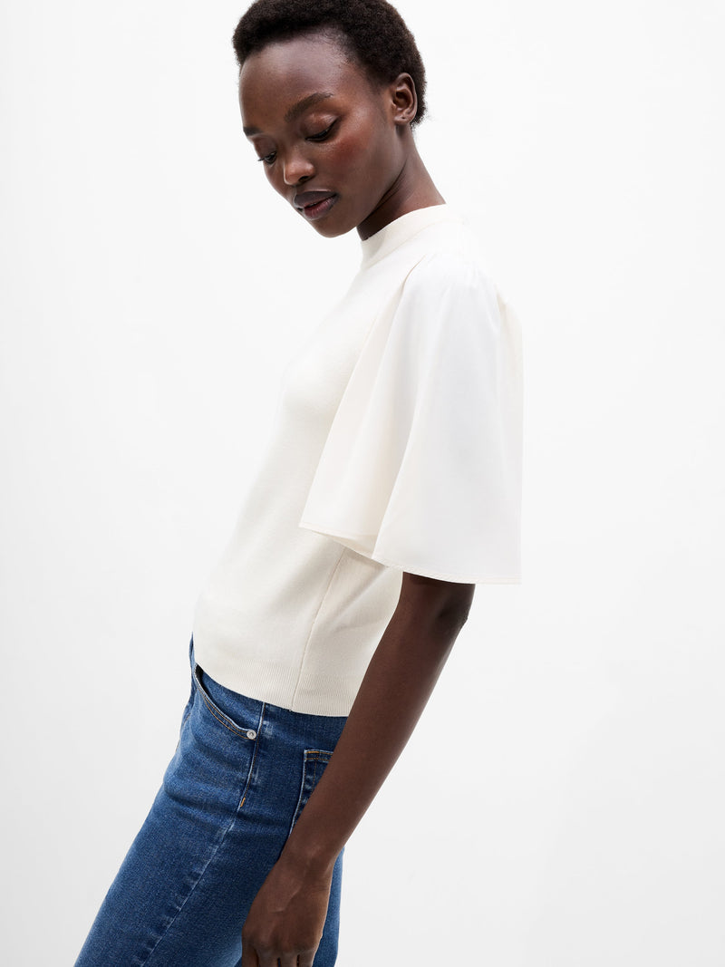 French Connection Krista Knit Round Neck Top Porcelain Cream