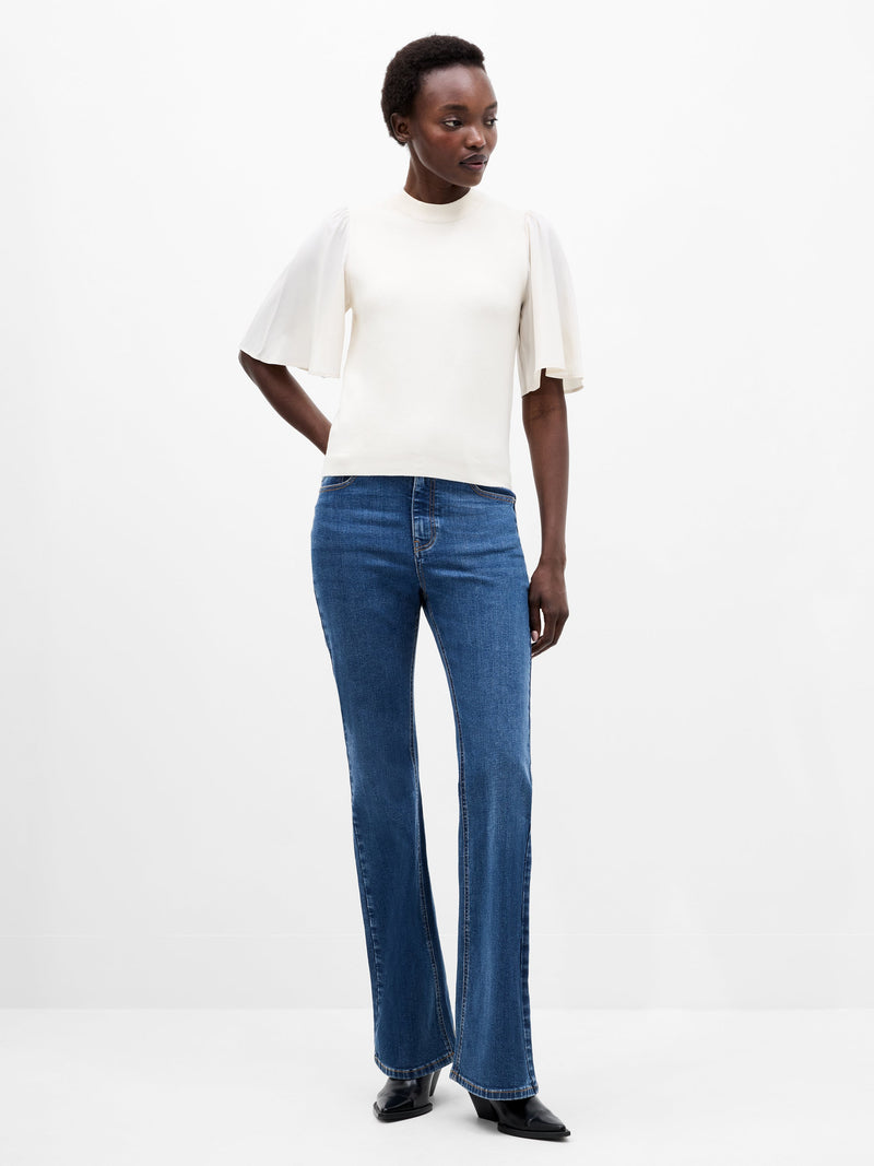 french connection Krista Knit Round Neck Top Porcelain Cream