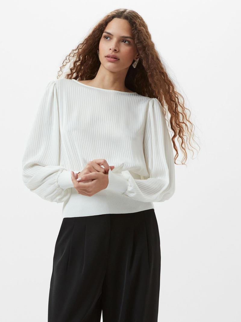 french connection Krista Nevis Slash Neck Top Summer White