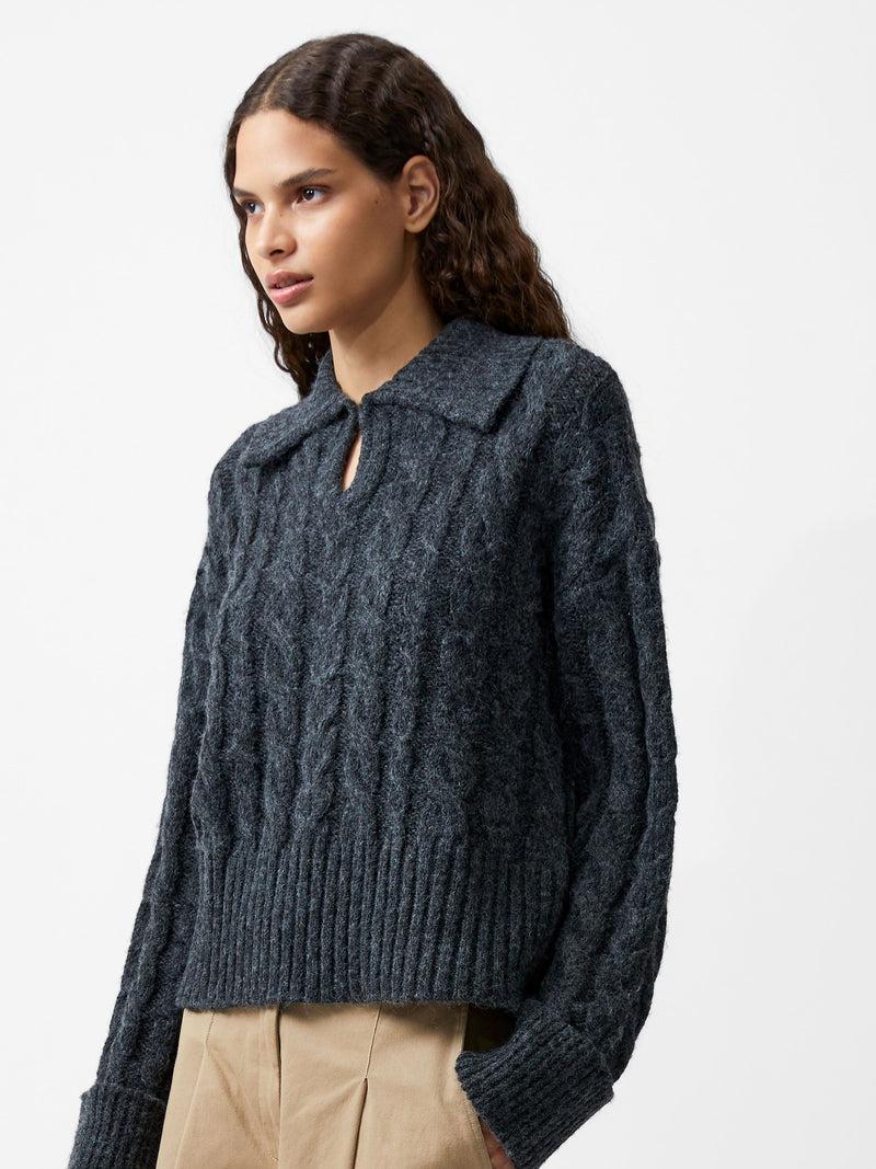 French Connection Kyla Sparkle Long Sleeve Jumper Charcoal Mel