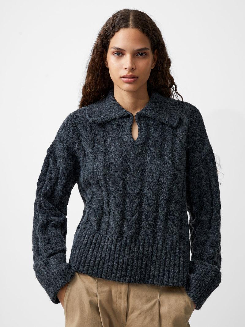 French Connection Kyla Sparkle Long Sleeve Jumper Charcoal Mel