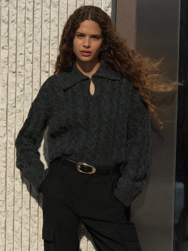 french connection Kyla Sparkle Long Sleeve Jumper Charcoal Mel