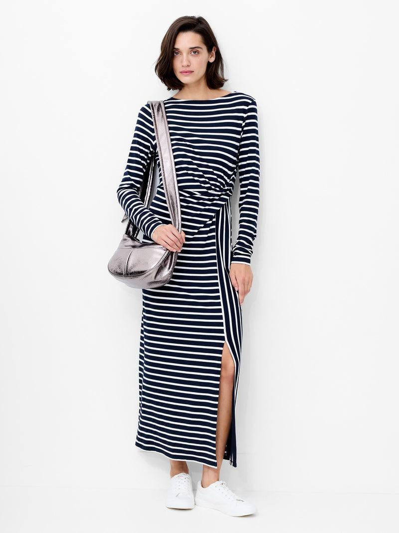 french connection Kyra Jersey Striped Midaxi Dress Navy White