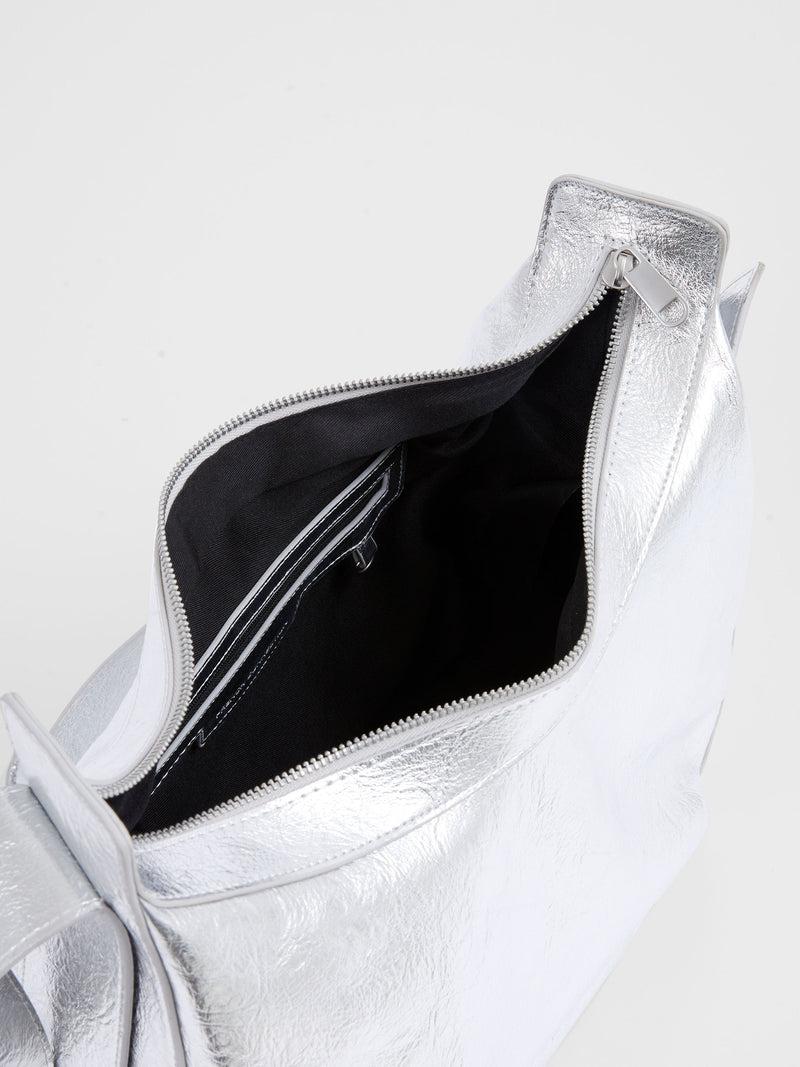 French Connection Large Cross Body Bag Metallic Silver