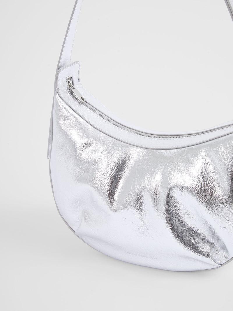 French Connection Large Cross Body Bag Metallic Silver