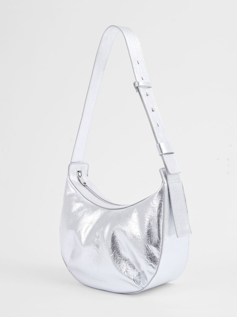 French Connection Large Cross Body Bag Metallic Silver