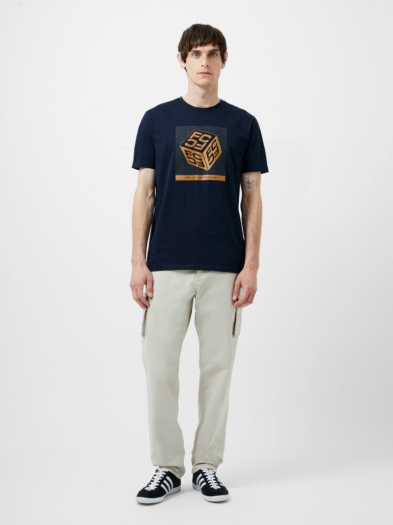 French Connection Large Dice Organic Graphic T-Shirt Marine