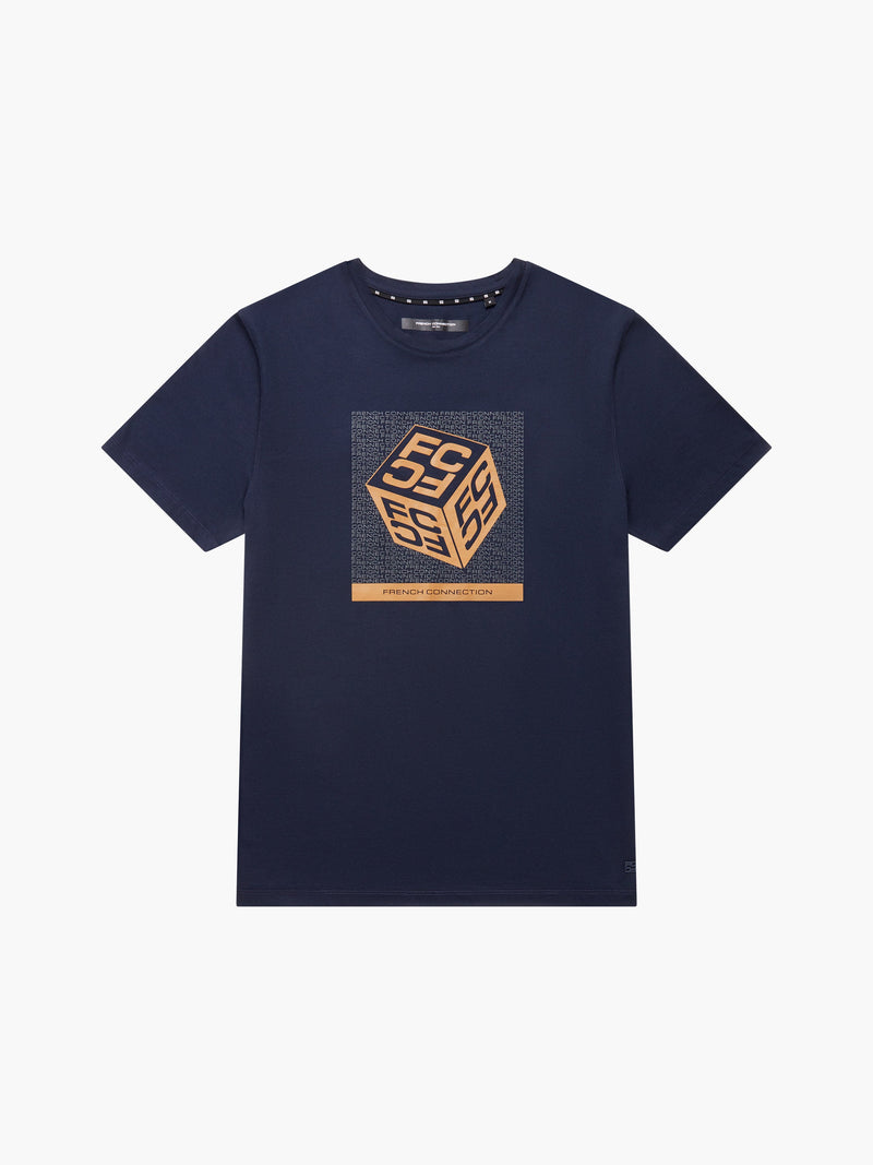 French Connection Large Dice Organic Graphic T-Shirt Marine