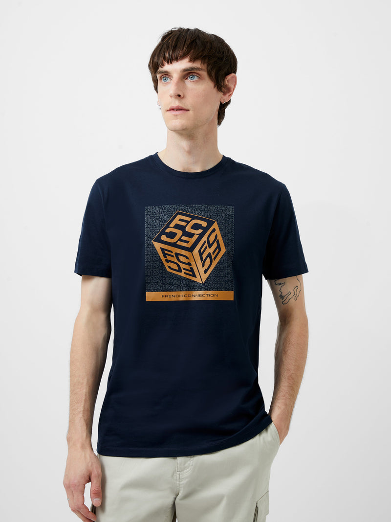 french connection Large Dice Organic Graphic T-Shirt Marine