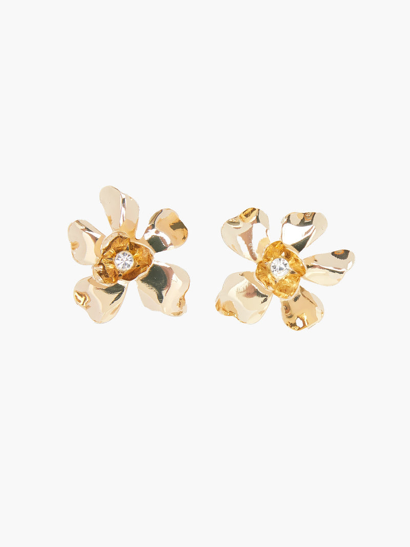 french connection Large Floral Diamante Stud Earrings Gold/Diamente