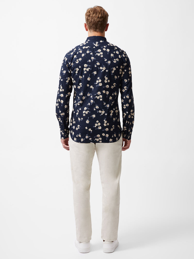 French Connection Large Floral Long Sleeve Shirt Marine