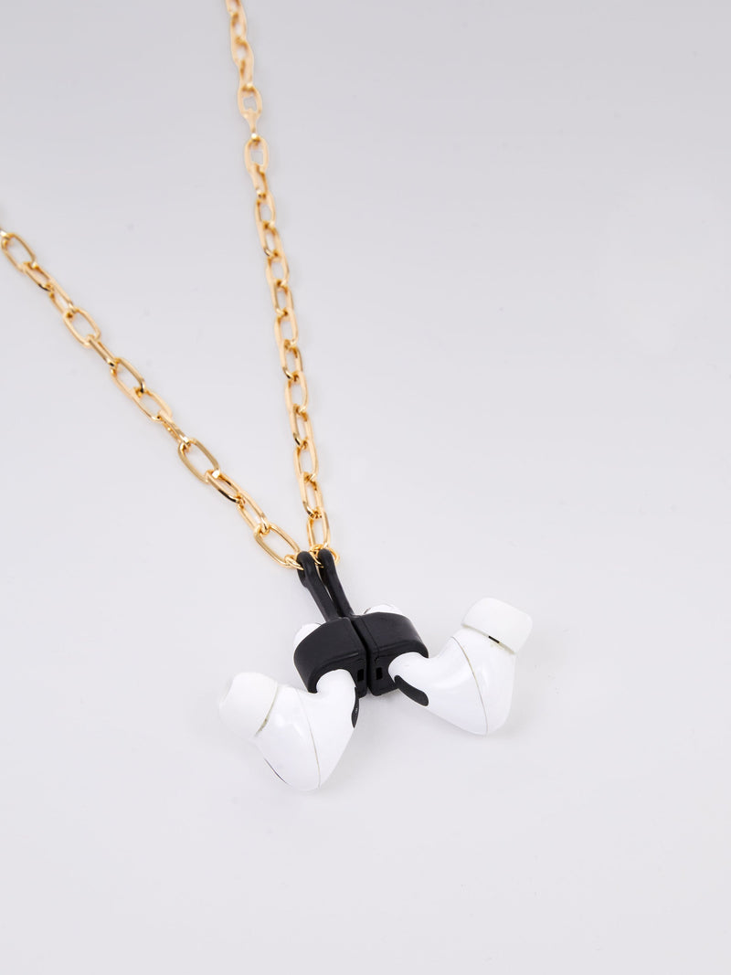 french connection Large Link Headphones Holder Chain Gold/Black