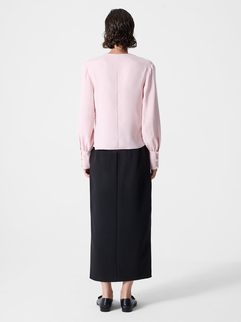 French Connection Laurel Crepe Wrap Peplum Top Peach Pink