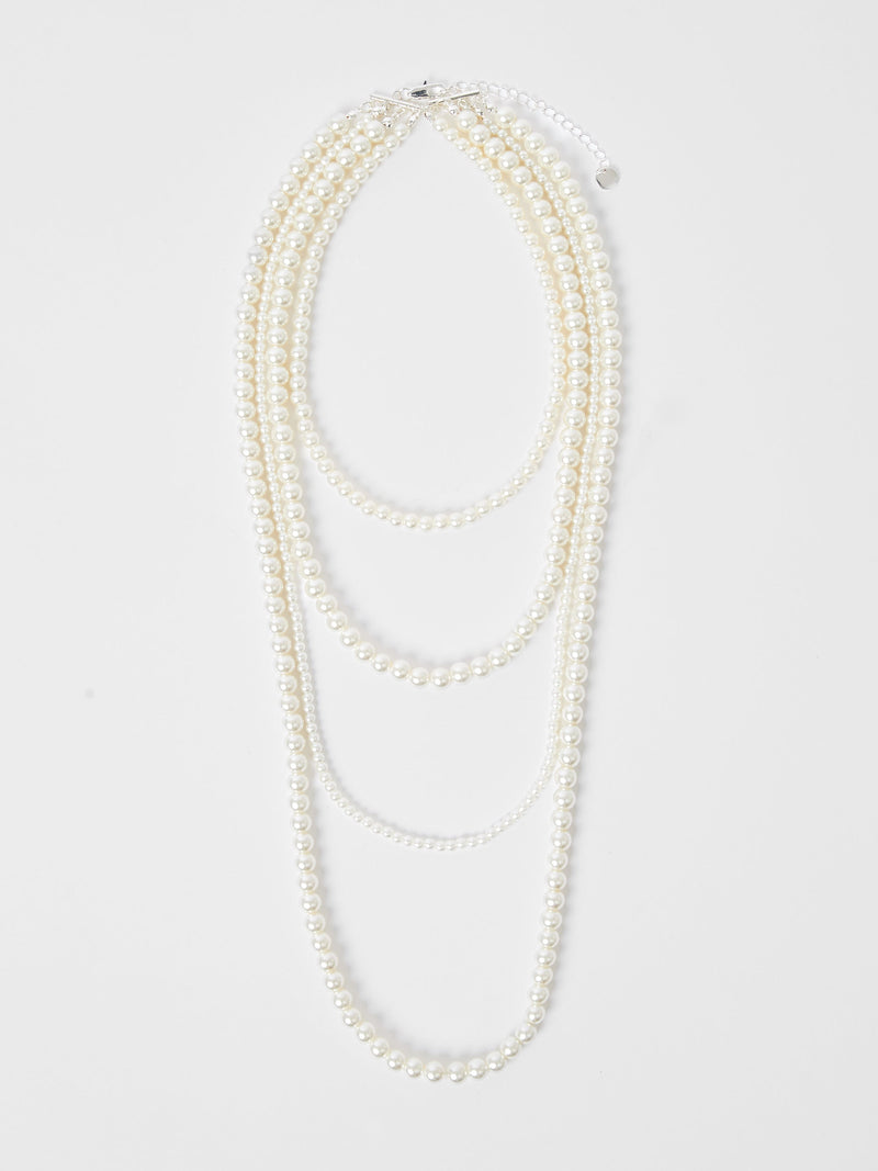 french connection Layered Faux Pearl Necklace White
