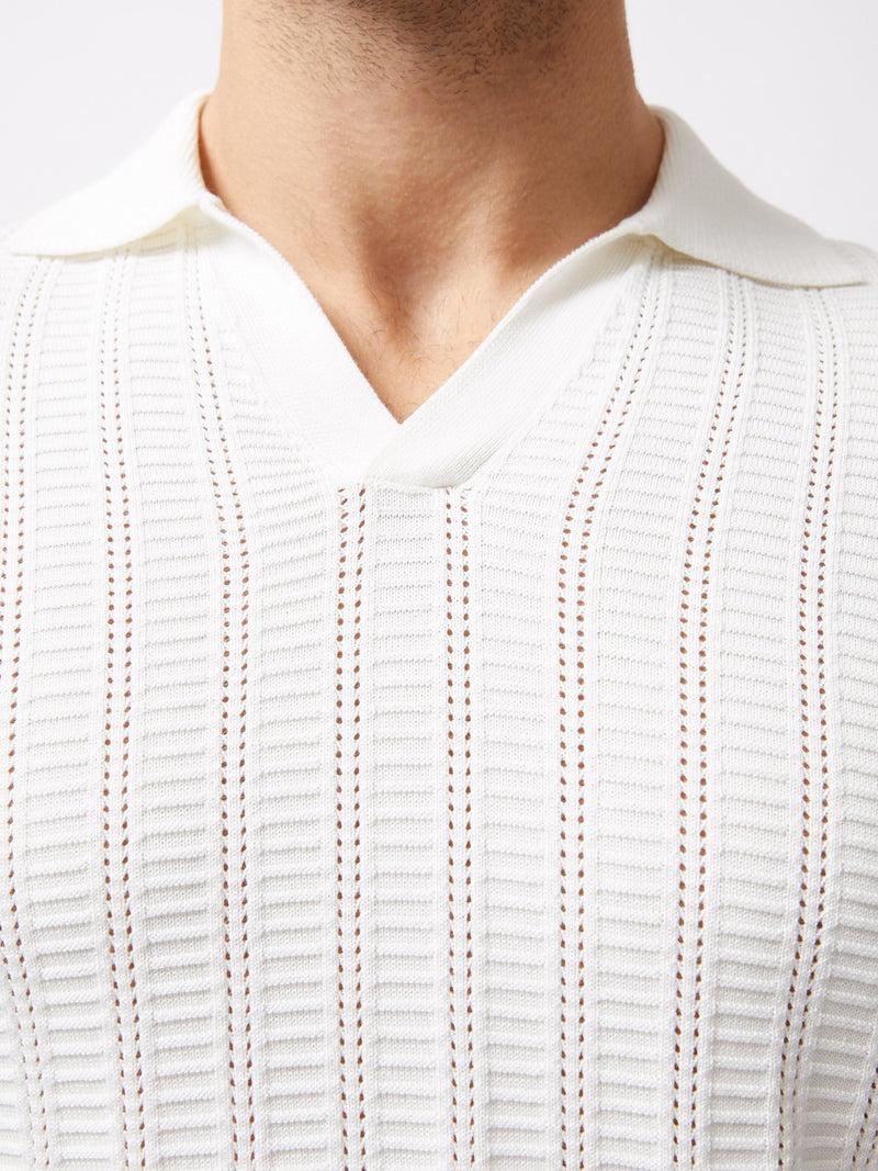 French Connection Leader Trophy Neck Knit Shirt Ecru