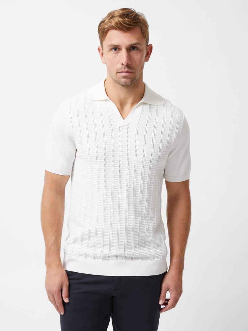 French Connection Leader Trophy Neck Knit Shirt Ecru