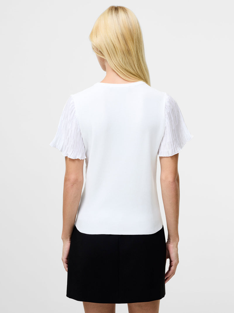 French Connection Levy Pleated Short Sleeve Top Linen White