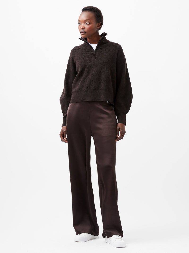French Connection Lightweight Vhari Recycled Half Zip Jumper Chocolate Ganache