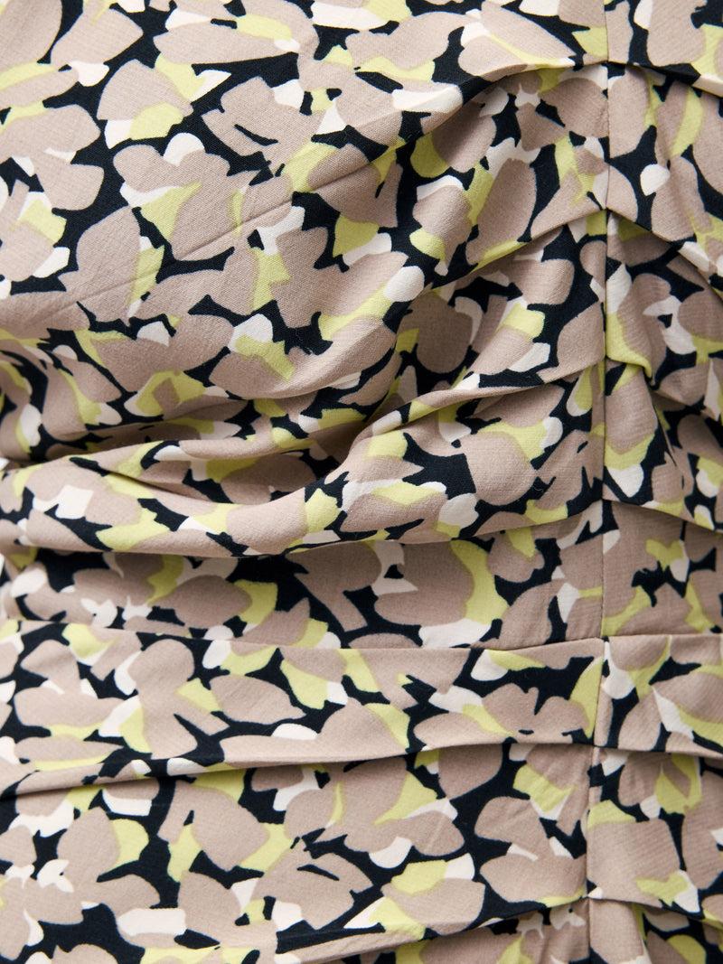 French Connection Lillian Eco Draped Front Midi Dress Golden Olive Khaki
