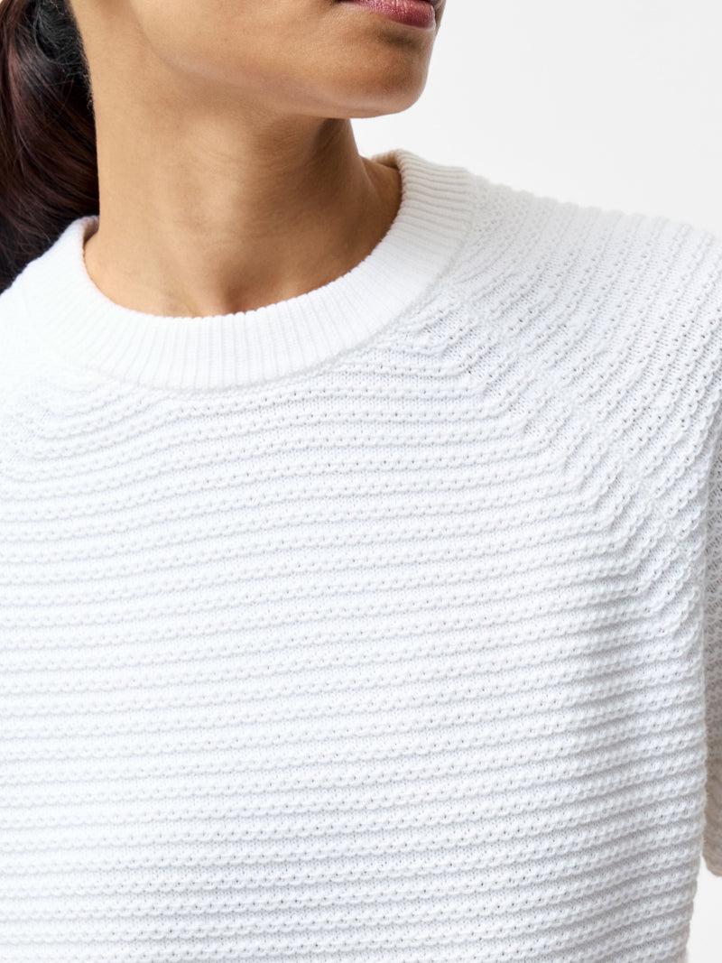 French Connection Lily Crew Neck Short Sleeve Jumper Linen White