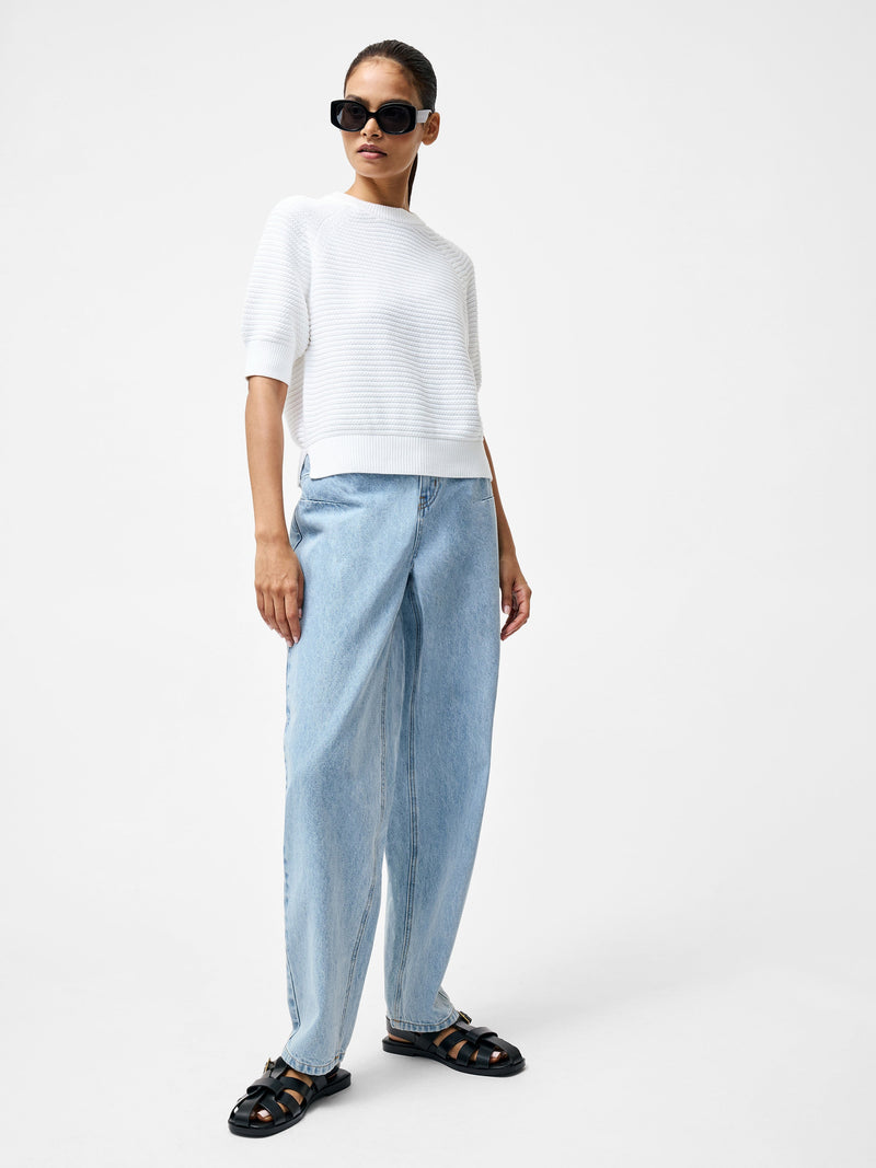 French Connection Lily Crew Neck Short Sleeve Jumper Linen White