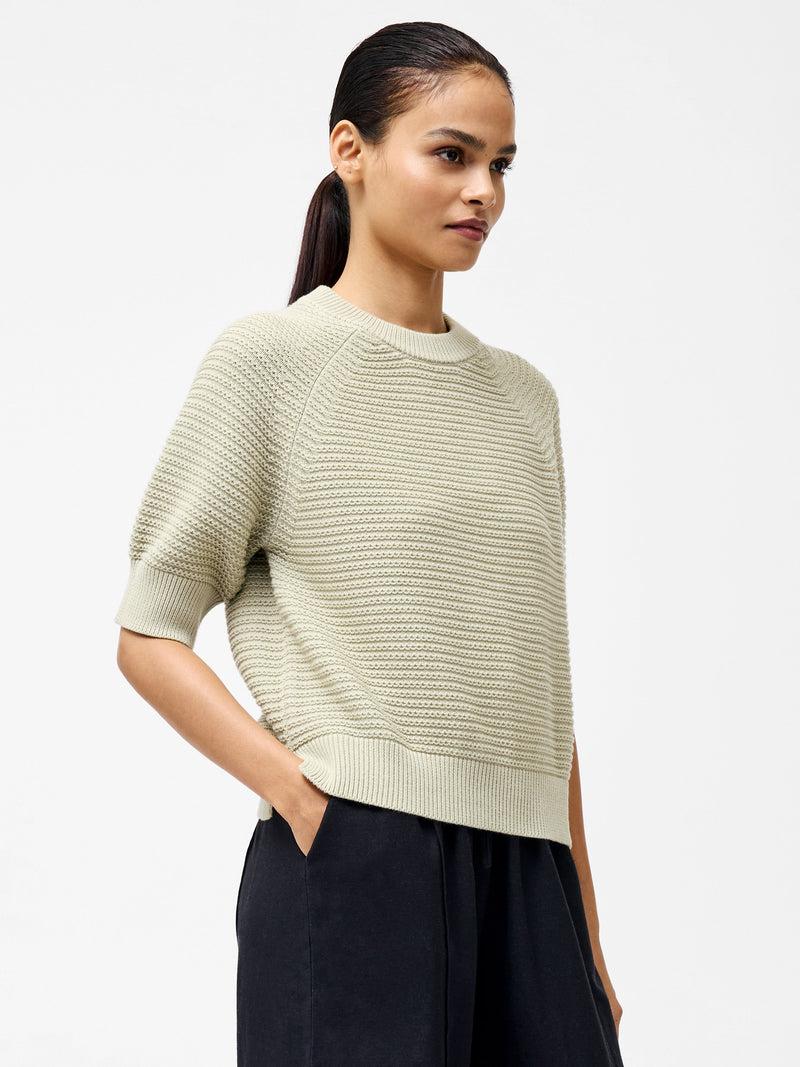 French Connection Lily Crew Neck Short Sleeve Jumper Pistachio Green
