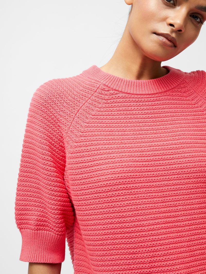 French Connection Lily Crew Neck Short Sleeve Jumper Raspberry Pink