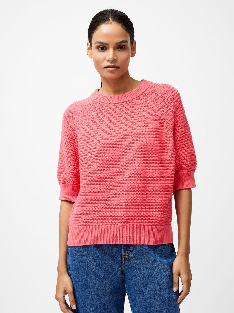 French Connection Lily Crew Neck Short Sleeve Jumper Raspberry Pink