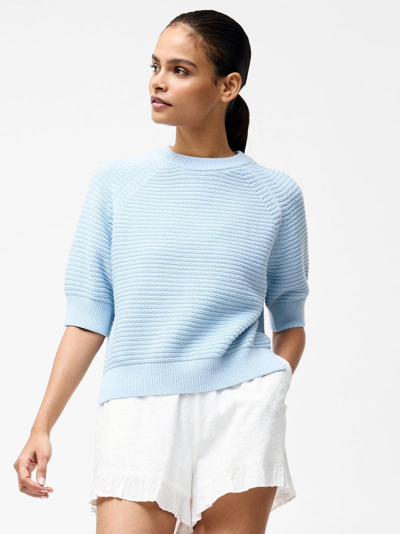 French Connection Lily Crew Neck Short Sleeve Jumper Sky Blue