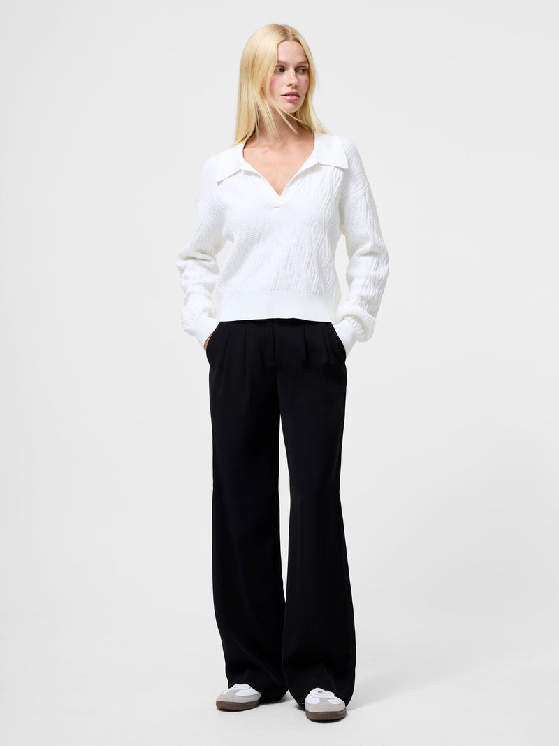 French Connection Lily Mozart Collared Jumper Linen White
