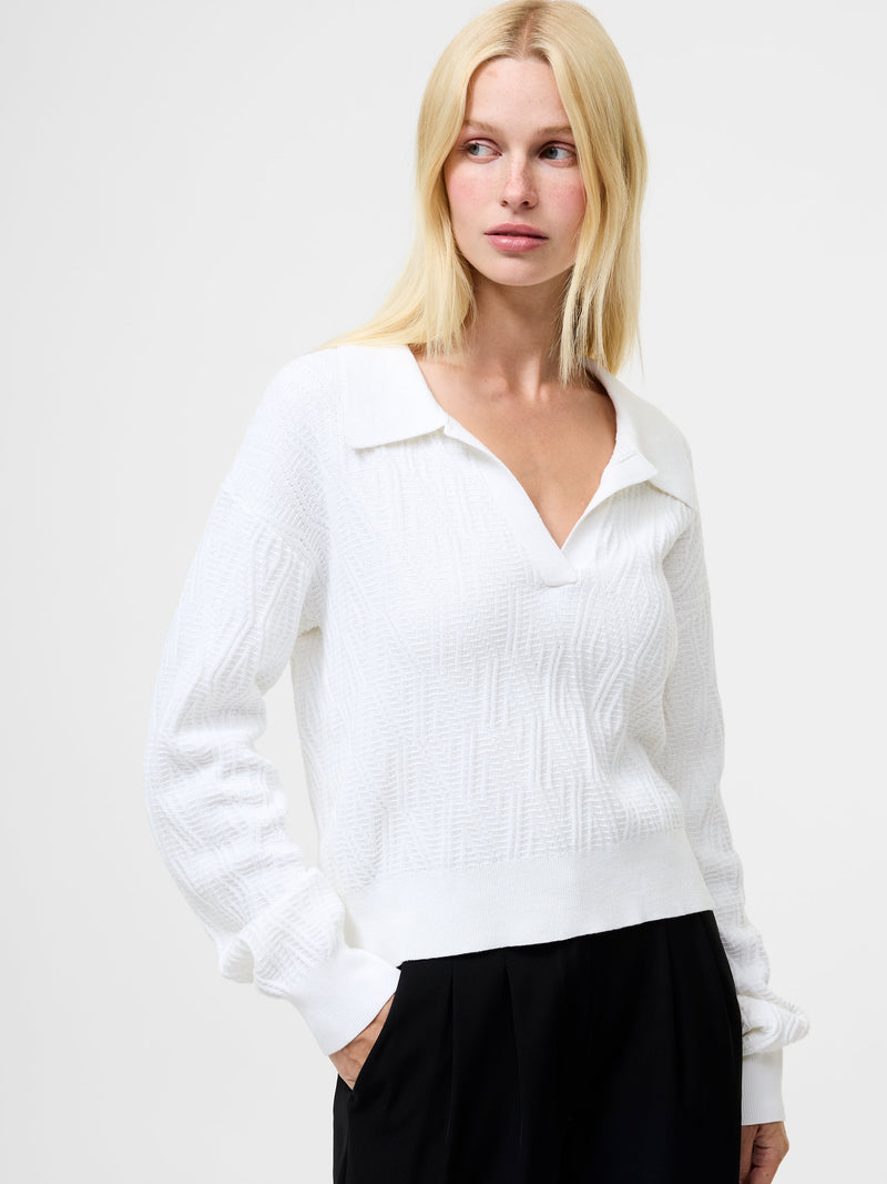 French Connection Lily Mozart Collared Jumper Linen White