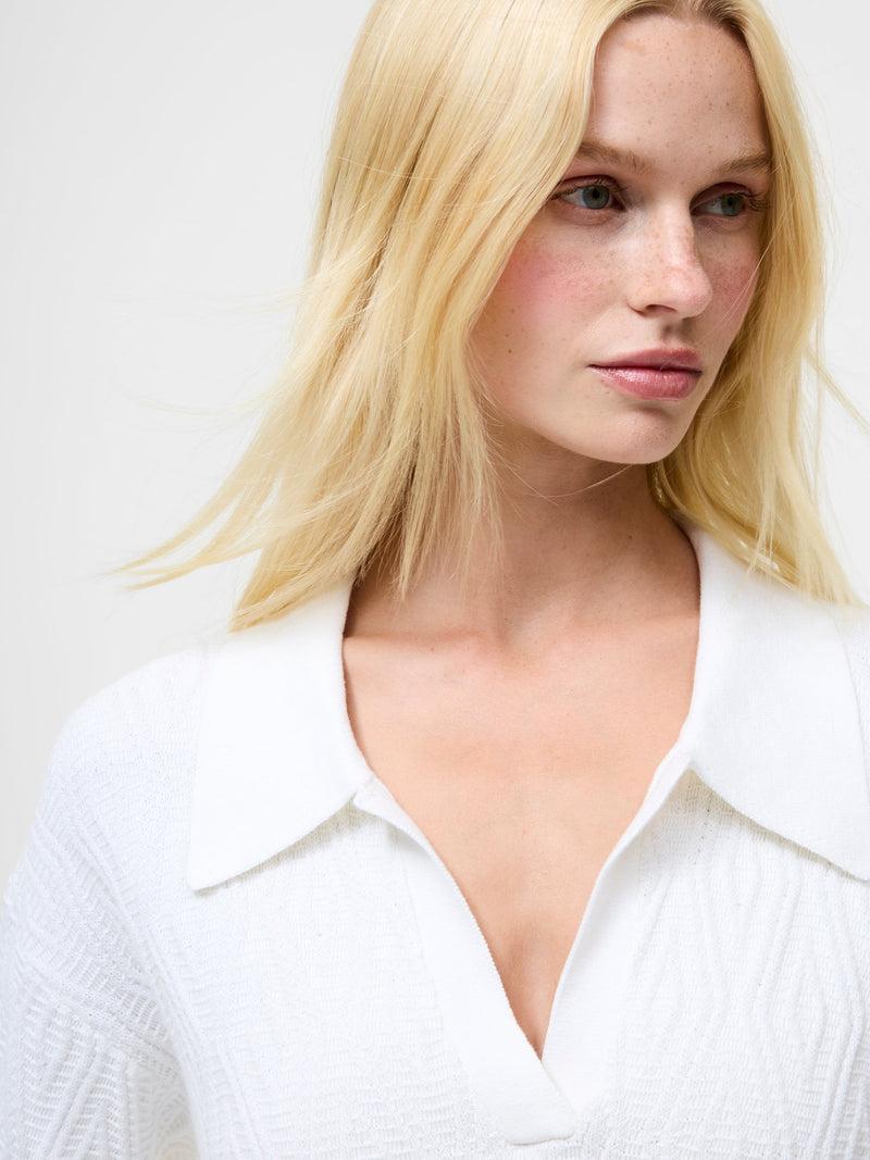 French Connection Lily Mozart Collared Jumper Linen White