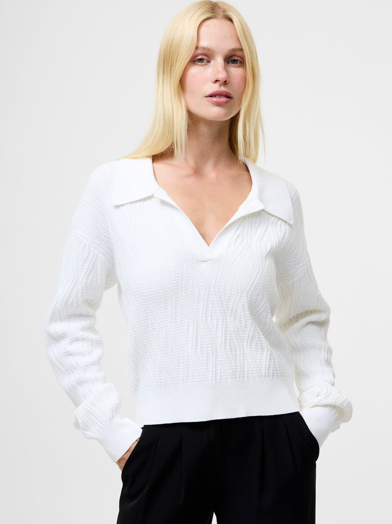 french connection Lily Mozart Collared Jumper Linen White