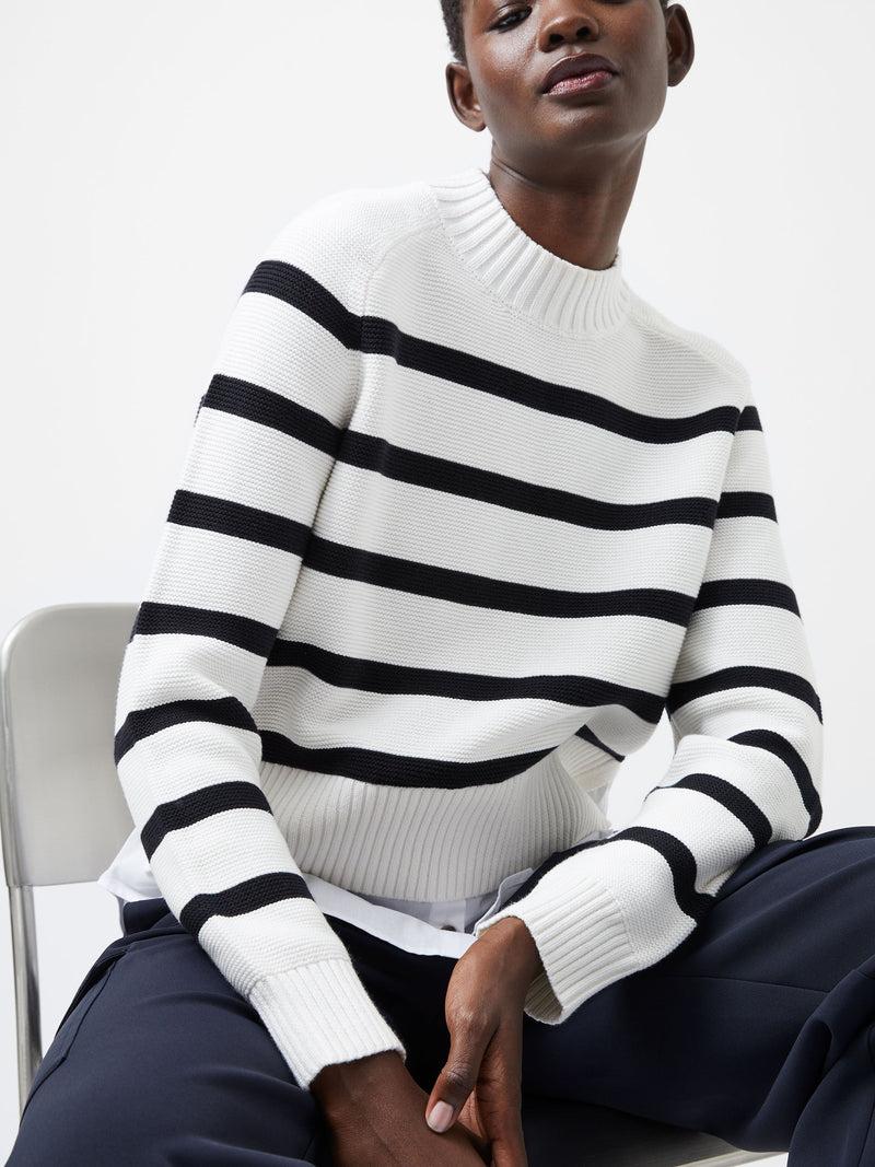 French Connection Lily Mozart Poplin Mix Top Winter White/Moonles